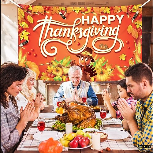KatchOn, Happy Thanksgiving Banner - XtraLarge, 72x44 Inch | Happy Thanksgiving Backdrop for Thanksgiving Decorations | Thanksgiving Party Decorations, Fall Decorations | Thanksgiving Wall Banner