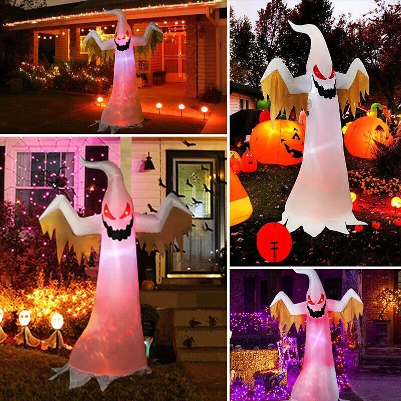 Combo 8FT + 9FT Halloween Inflatable Blow up Ghost LED Lighted Lawn Yard Dec
