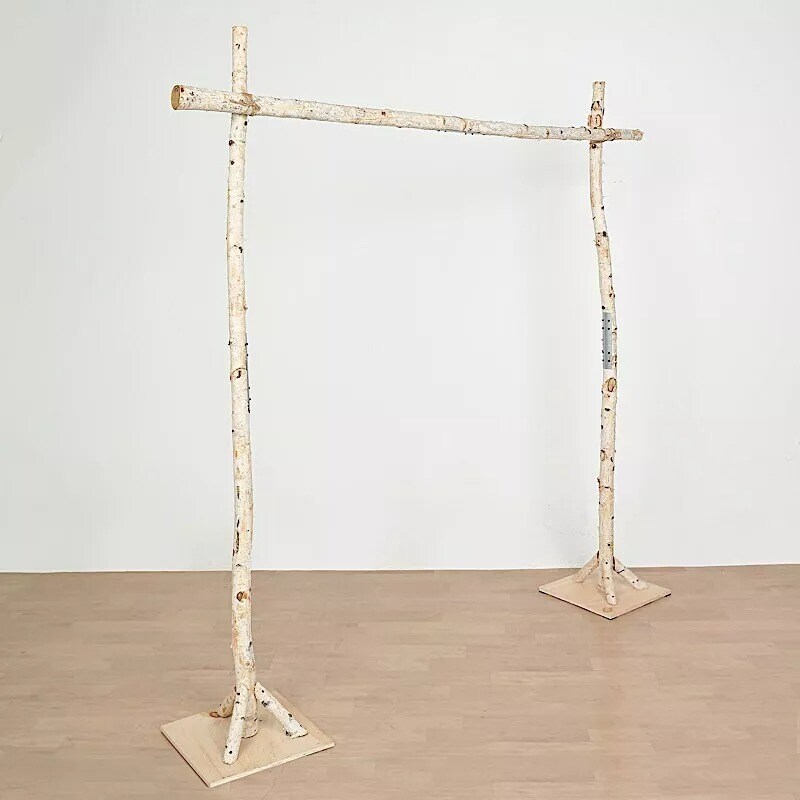 7.5 ft Square Natural Birch Wood Wedding Arch Backdrop Stand Party Decorations