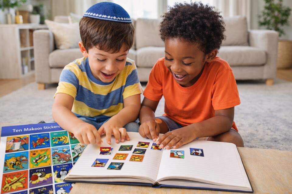 Ten Maakos Square Stickers – 25 Sheet Pack, Educational Passover Stickers for Crafts & Classrooms
