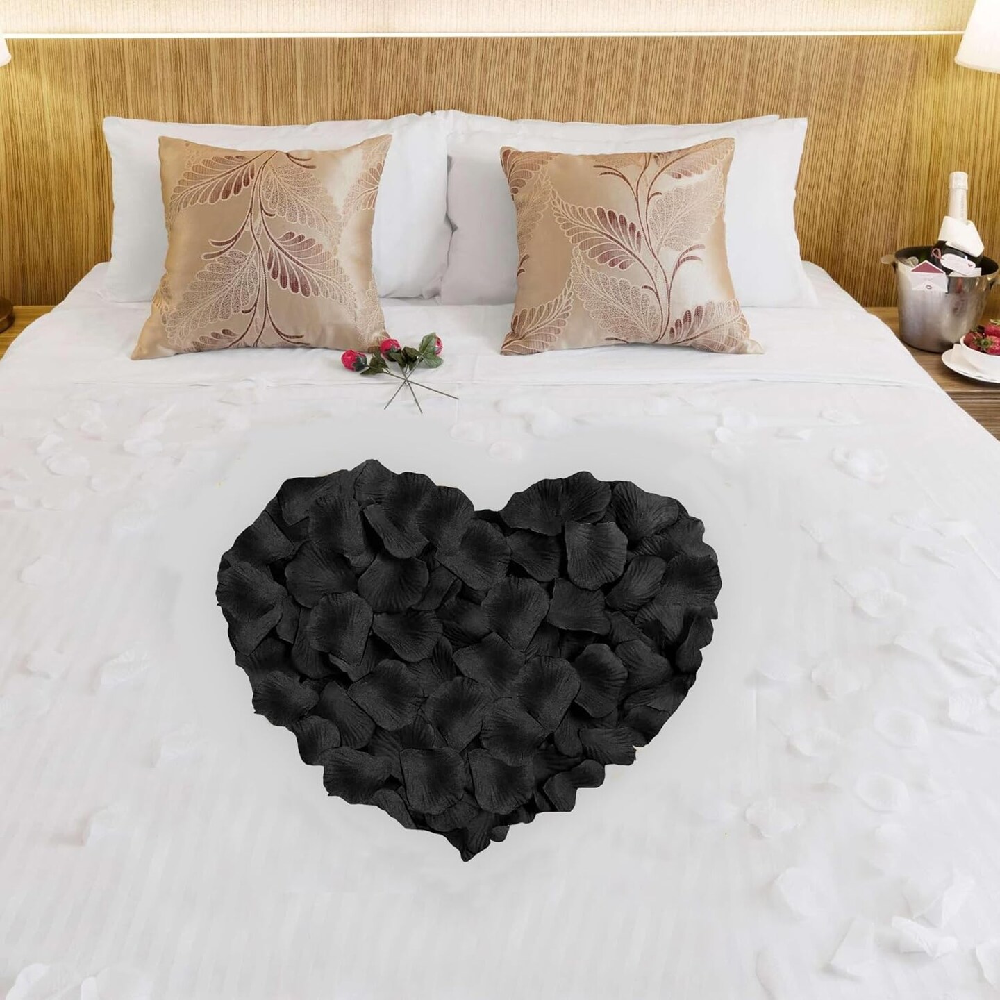Rose Petals for Bedroom - Fake Roses Petal Faux Flowers, Artificial Roses Petals for Marry me, Valentines, Proposal, Anniversary, Wedding Love Decorations Romantic Party (1200, Black)