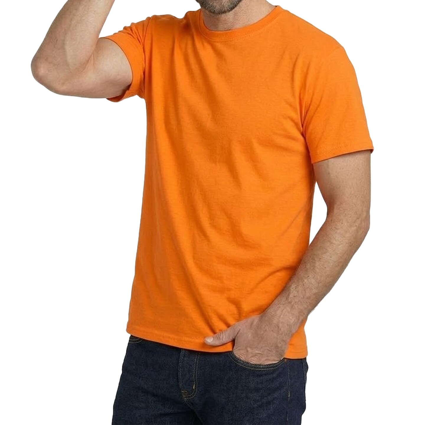 High Visibility Heavy Cotton T-Shirt - Gildan T-Shirt, Safety Orange Workwear Craft Shirt