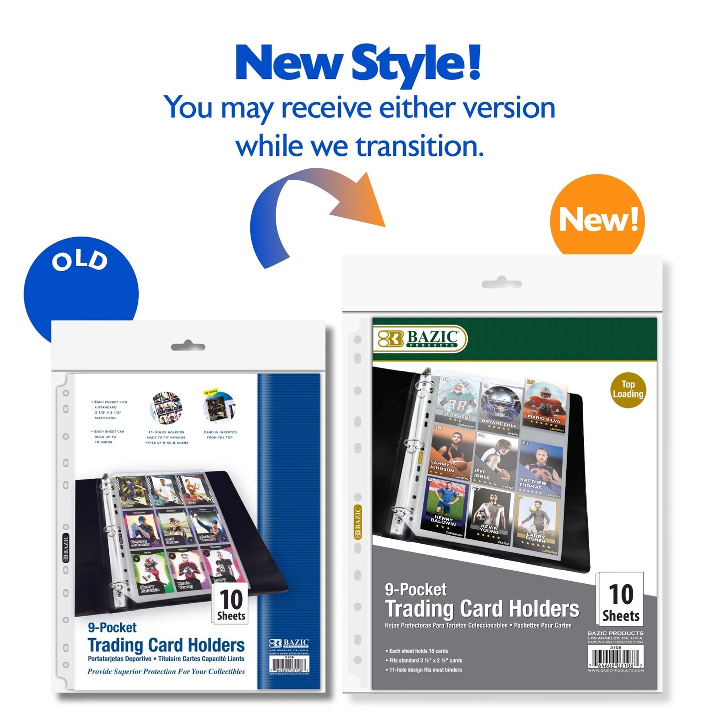 BAZIC Trading Card Holder Top Loading 9-Pockets (10/Pack)