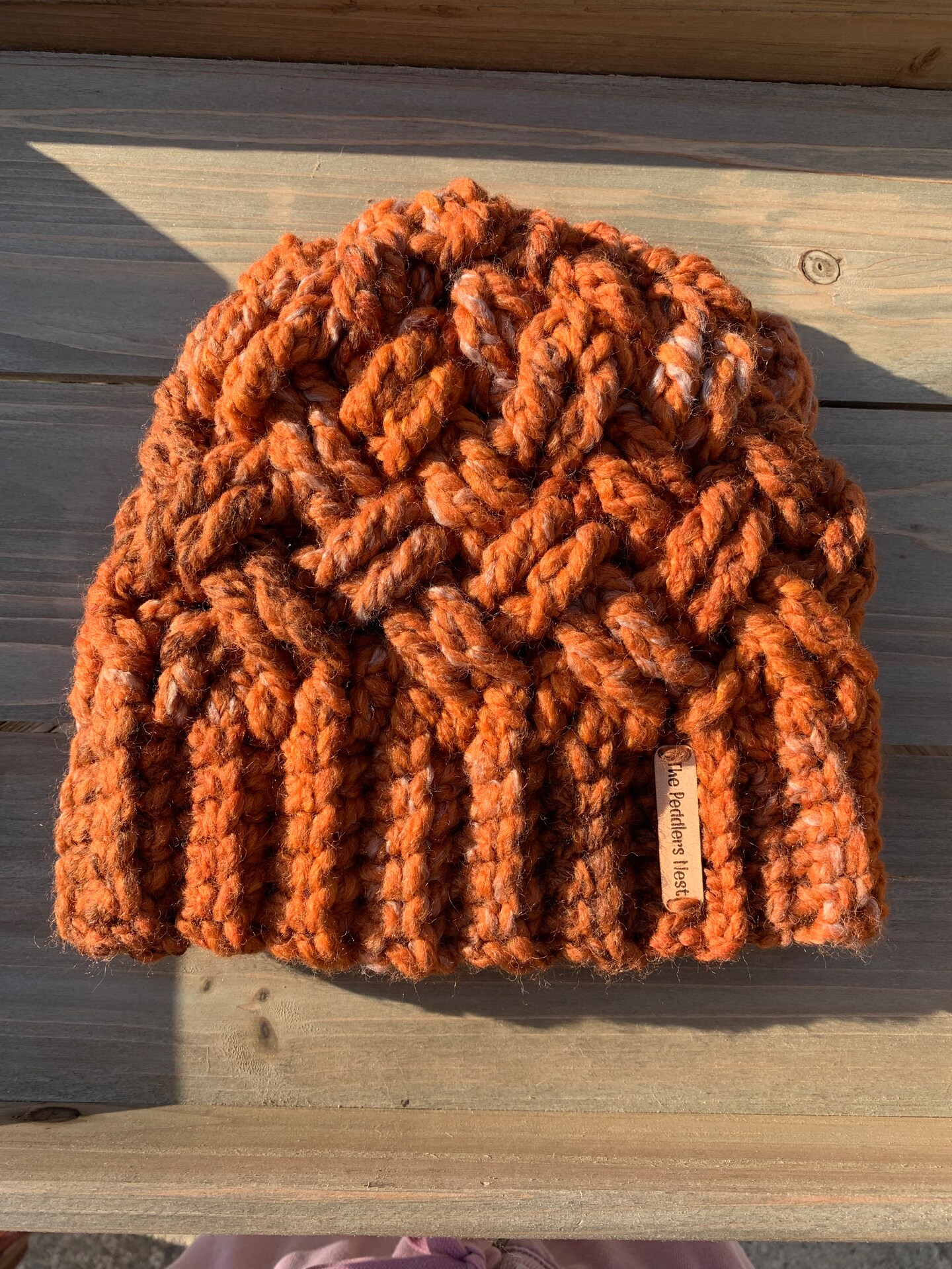 Hand Crocheted Chunky Wool Blend Celtic Weave Stitch Hat