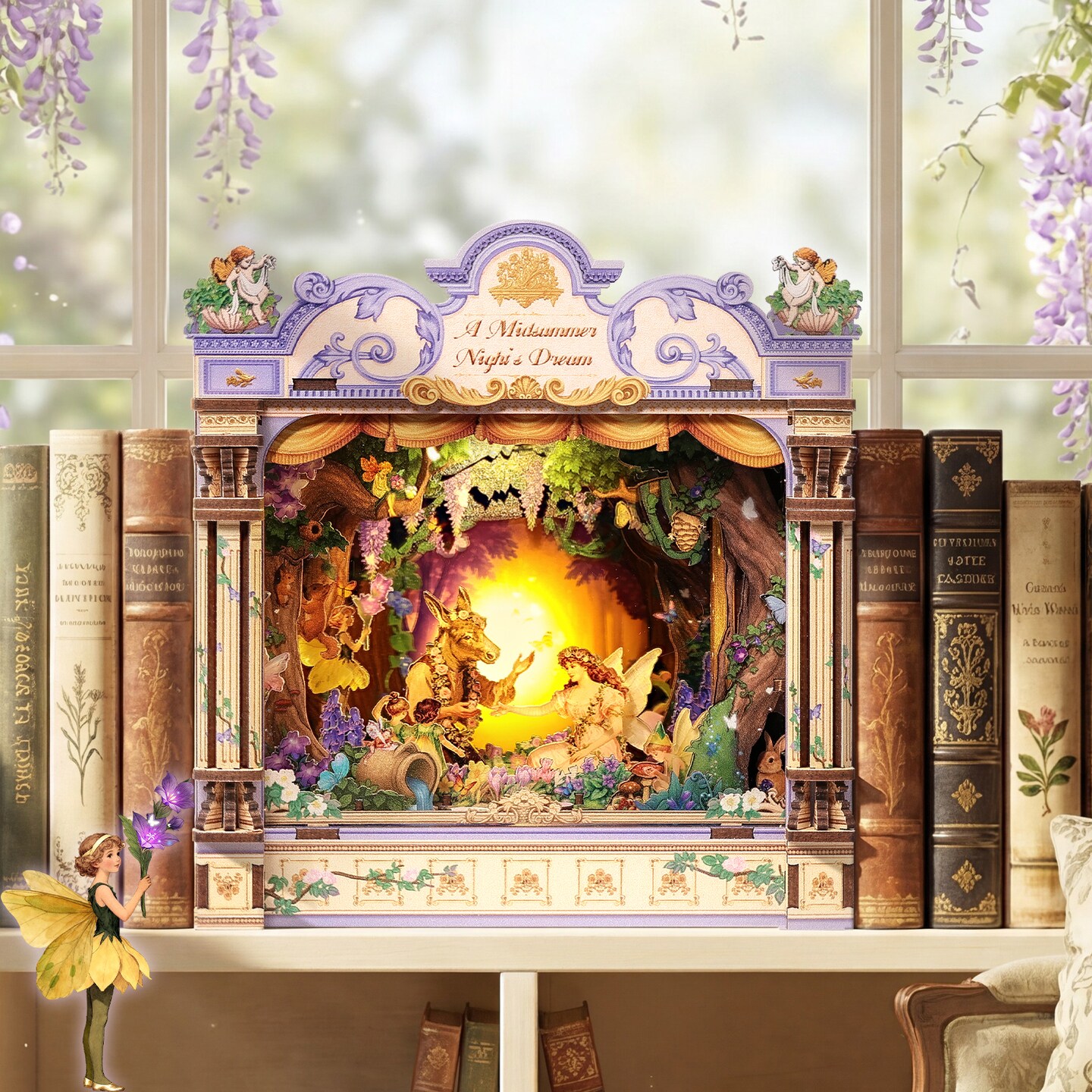 CUTEBEE Book Nook Kit A Midsummer Night's Dream DIY Miniature House Shelf Insert Decor Diorama Kit
