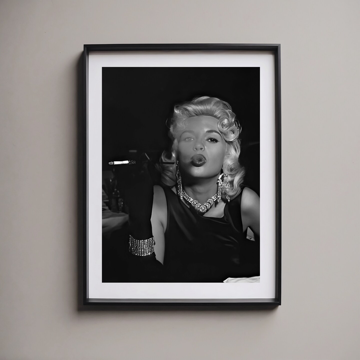 Jayne Mansfield blowing smoke c. 1950, black and white, multiple sizes,  classic Hollywood, old movie stars: 1571 | MakerPlace by Michaels, image size:1080x1080