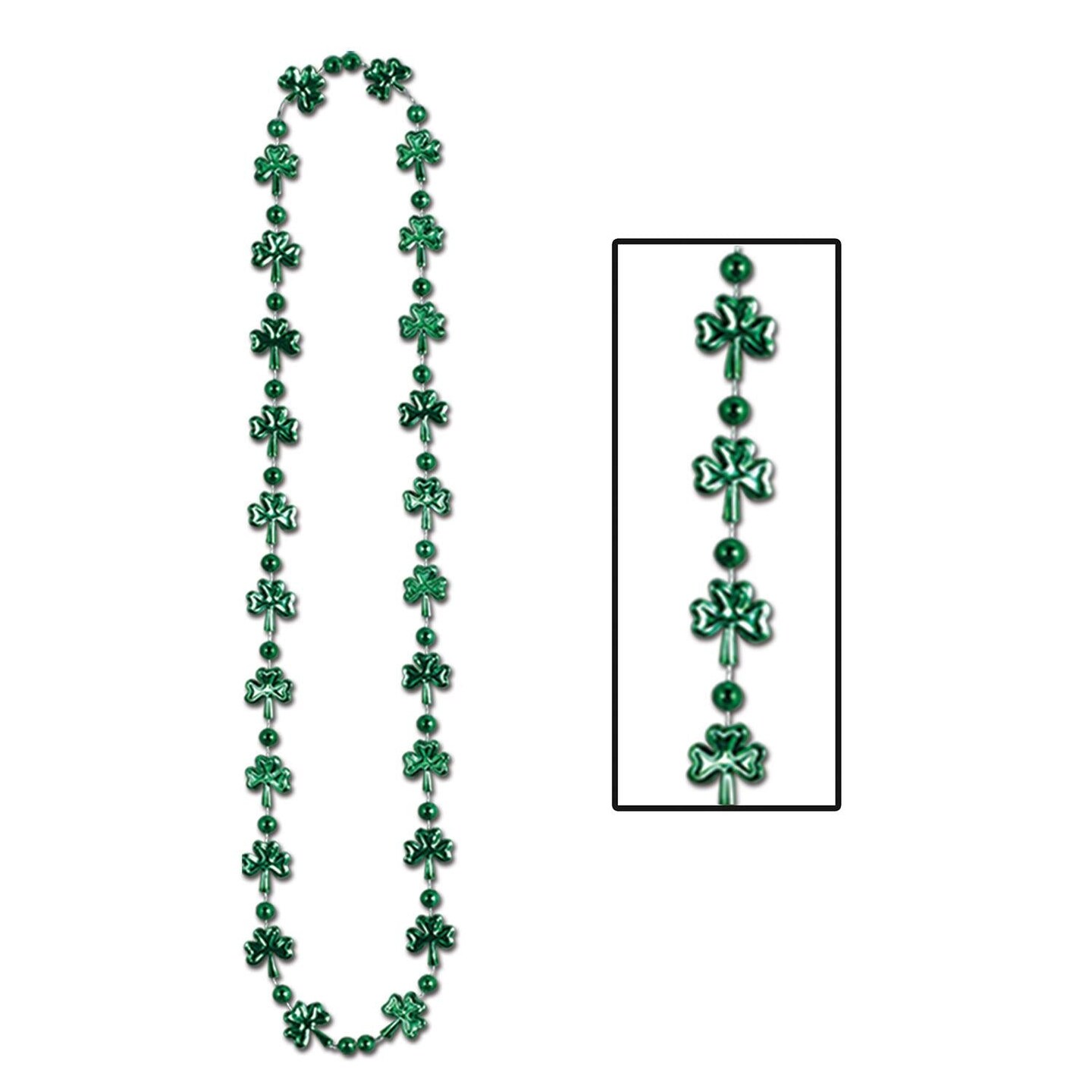 144 Pack Bulk St. Patrick's Day Shamrock Bead Necklaces (144 Bead Necklaces Per Case)