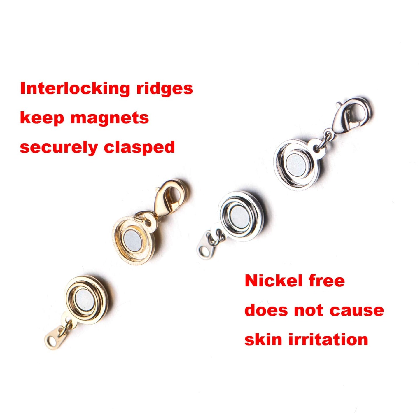 Locking Magnetic Clasps for Jewelry Necklaces Bracelets - Light and Small Keep the Clasp in Back