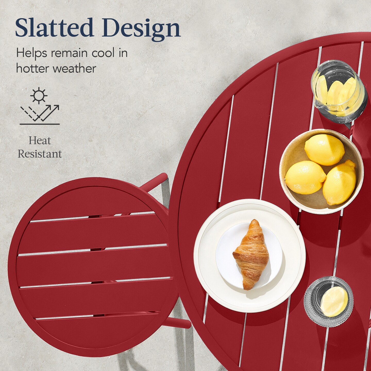 Best Choice Products 3-Piece Steel Patio Bar Height Round Bistro Set w/ Backless Stools, Slatted Design