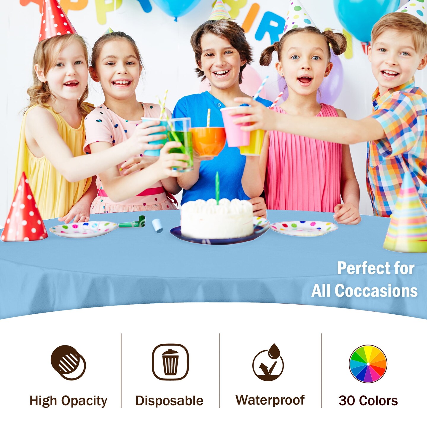 Exquisite Disposable Round Plastic Tablecloths – 6 Pack 84" Disposable Table Cloths – Indoor/Outdoor Party Tablecloth – Round Plastic Table Cover for Events & Party Supplies