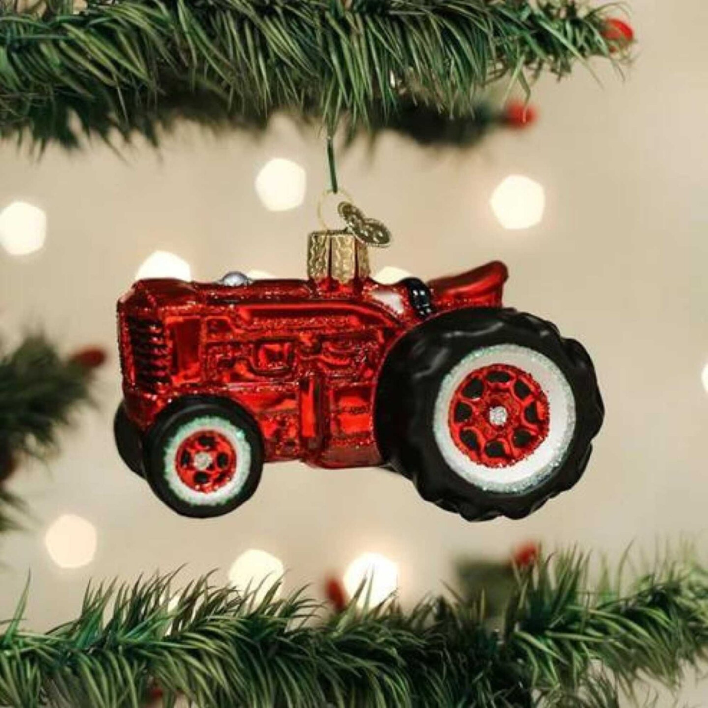 Old World Christmas 2.75 In Old Farm Tractor Christmas Tree Ornament , Equipment Plow