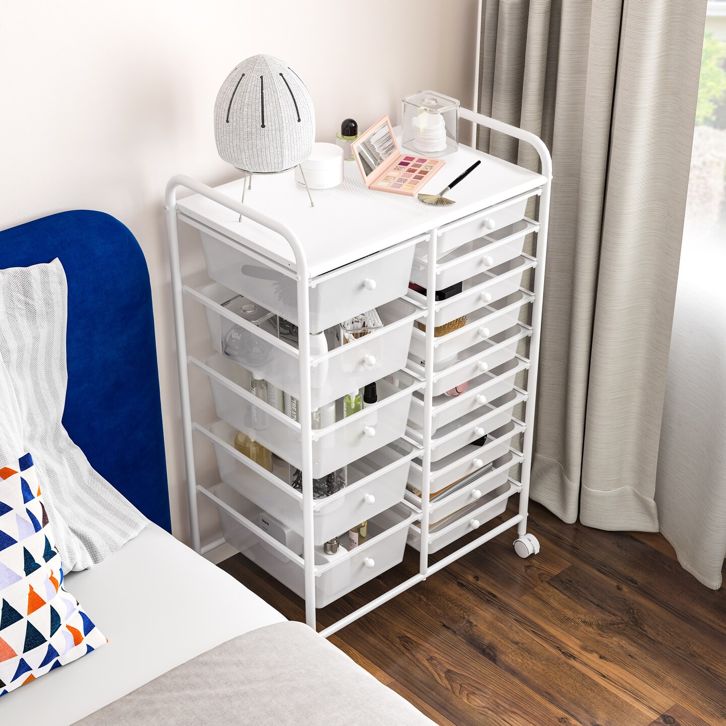 Seville Classics 15-Drawer Organizer Cart, 25.2&#x22; W x 15.3&#x22; D x 38.2&#x22; H