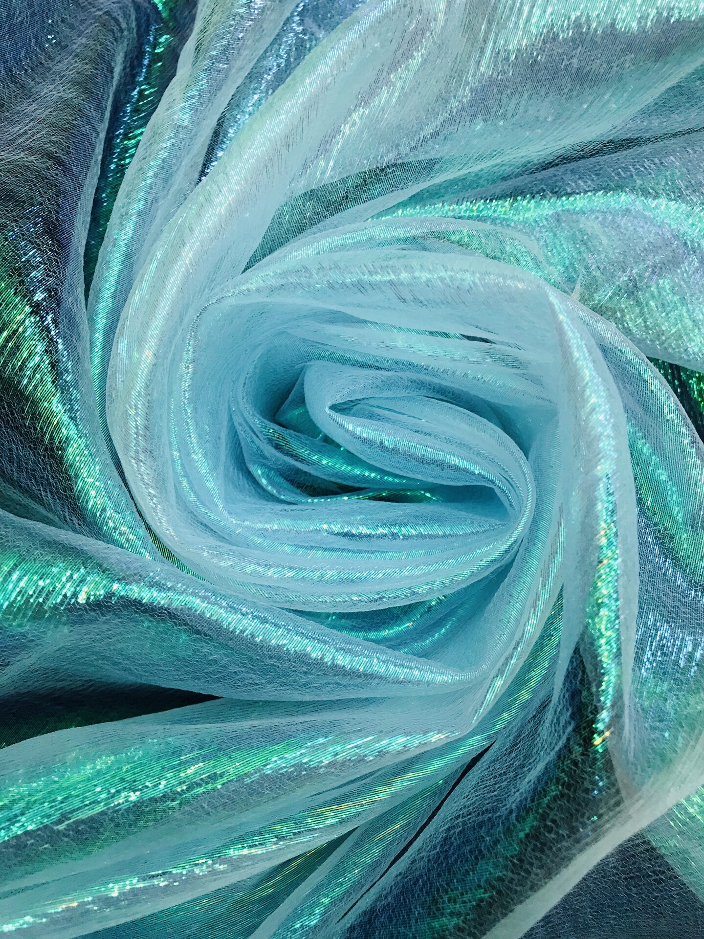 1 Yard Aqua Crush Barbie Organza Fabric Iridescent Sheer Lightweight Material for Dresses &#x26; Decor 45 Inch Wide