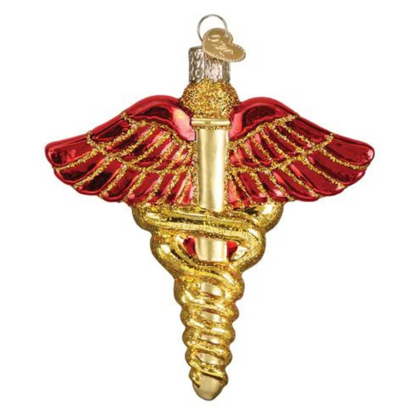 Old World Christmas 4.25 In Medical Symbol Christmas Tree Ornament , Caduceus Staff Hermes