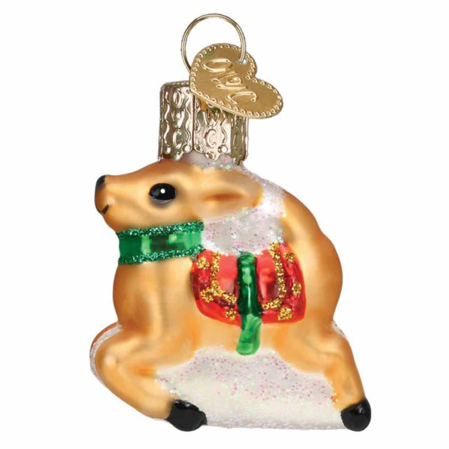 Old World Christmas 2.0 Inch Mini Reindeer Tree Ornament , Ornament Saddle Flying