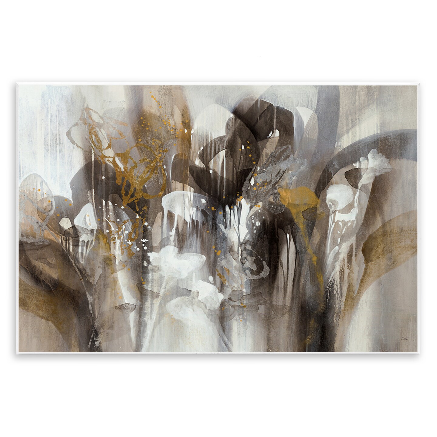 Stupell Industries Abstract Cascading Shapes Modern Brown White Black Painting Wall Plaque Design By K. Nari