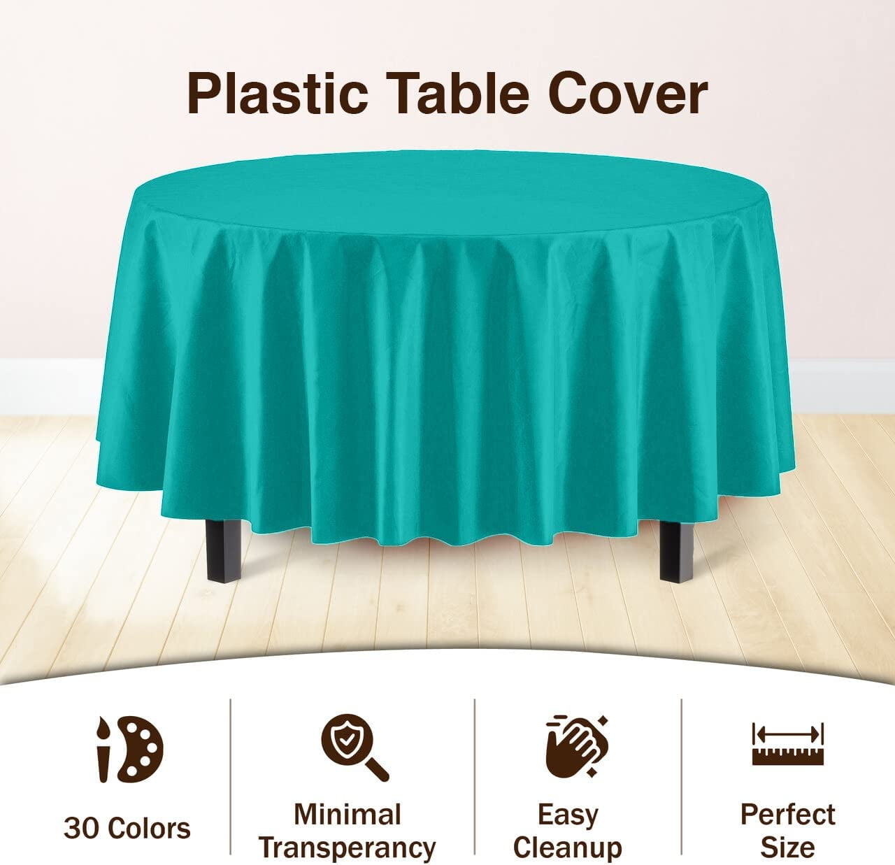 Exquisite Disposable Round Plastic Tablecloths – 12 Pack 84" Disposable Table Cloths – Indoor/Outdoor Party Tablecloth – Round Plastic Table Cover for Events & Party Supplies