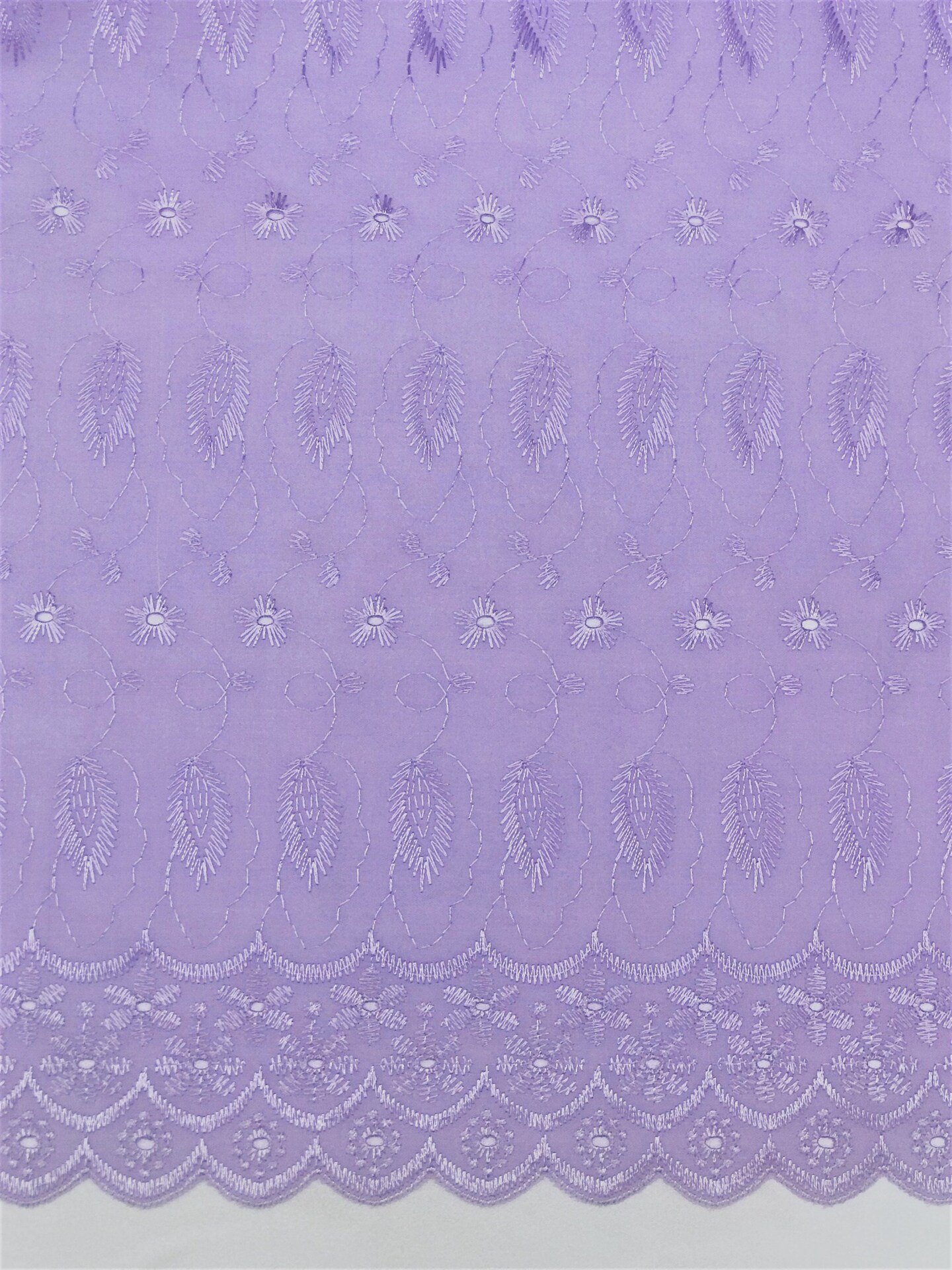 1 Yard Lavender Medium Eyelet Fabric with Double Border | Soft Cotton Blend, 41/42" Wide