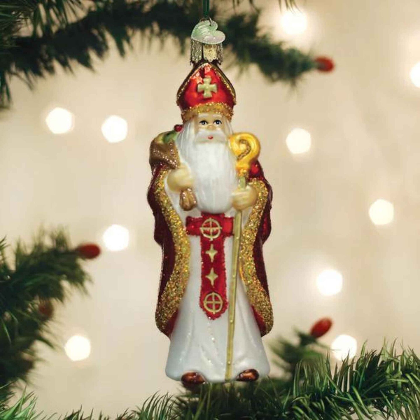 Old World Christmas 5.0 Inch St. Nicholas Christmas Tree Ornament , Bishop Kind Benevolent