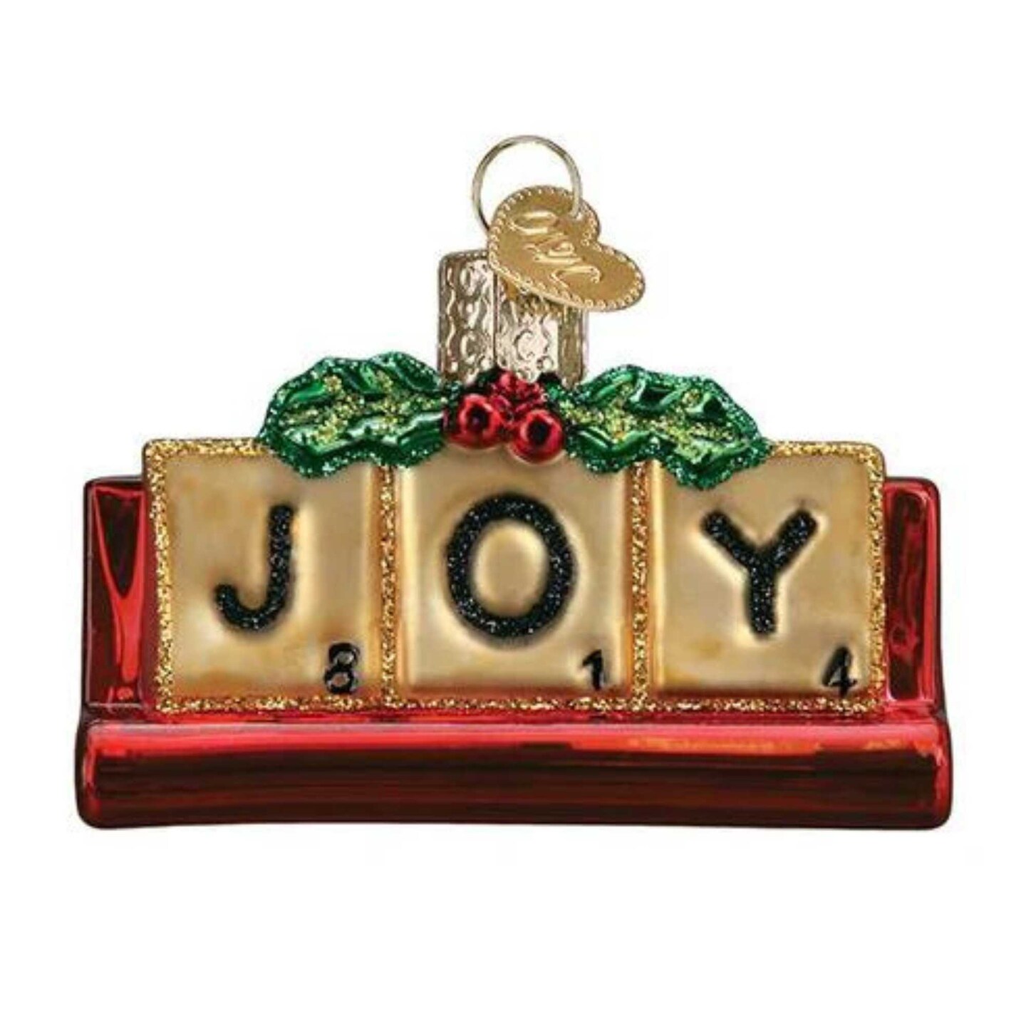 Old World Christmas 1.75 In Joyful Scrabble Christmas Tree Ornament , Games Spell Vocabulary