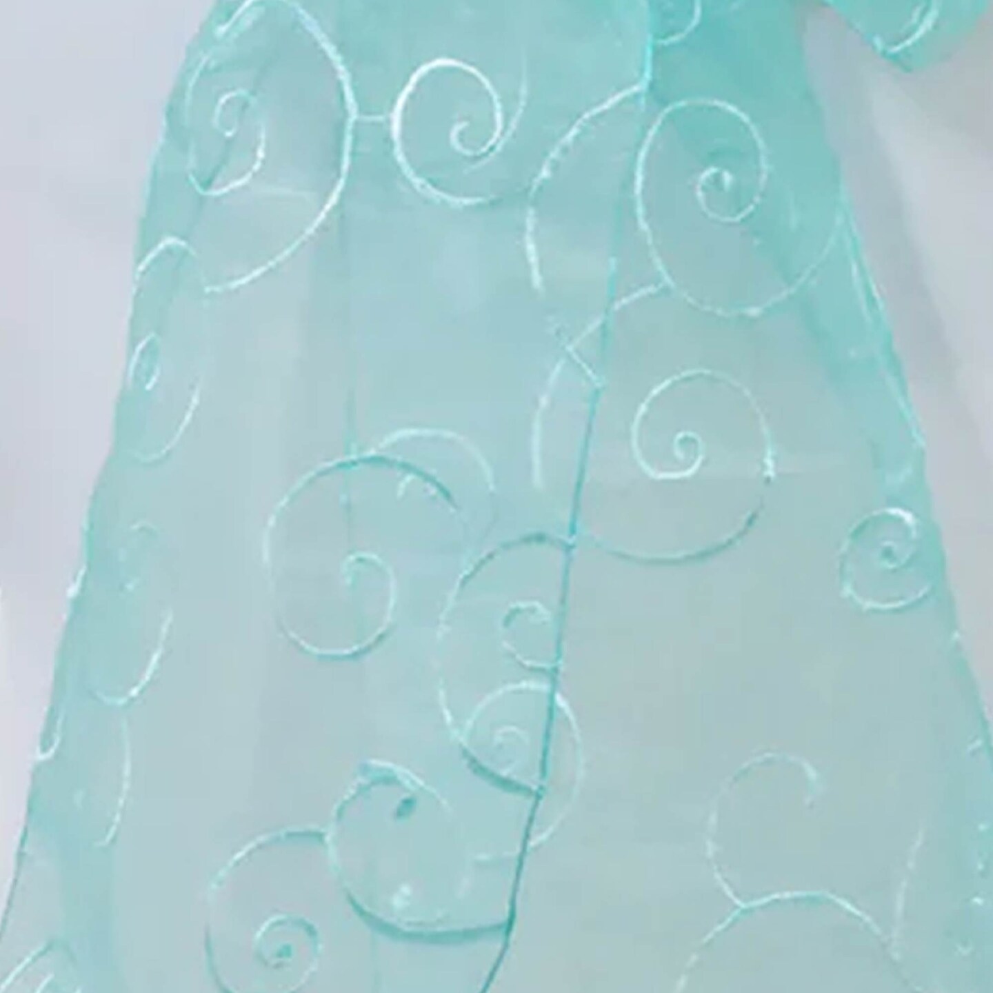 10 Pieces Pool Blue Embroidered Organza Chair Sashes 8"x108" Elegant Event Decor Accents