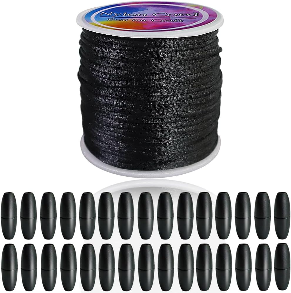 2mm Nylon Cord for Bracelets,Necklace,Jewellry Making Craft String Kit (Black)