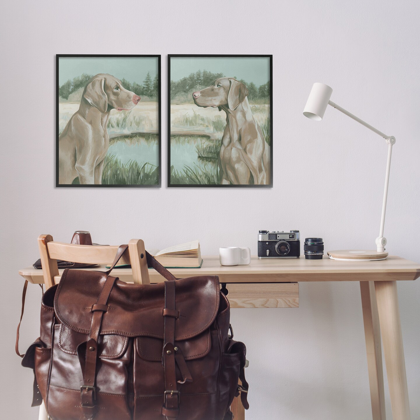 Stupell Industries Weimaraner Dog by Marsh 2 pc Framed Giclee Wall Art Set Design by Grace Popp