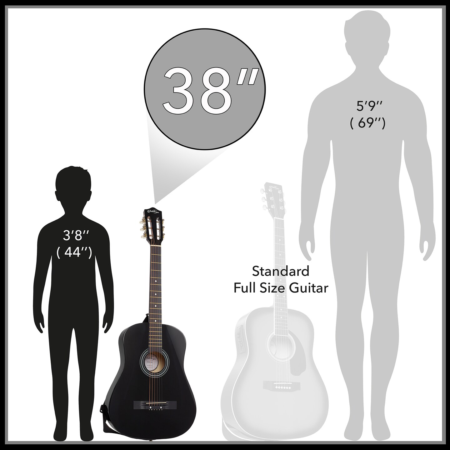Ashthorpe Beginner Acoustic Guitar Package, Basic Starter Kit w/ Gig Bag, Strings, Strap, Tuner, Picks