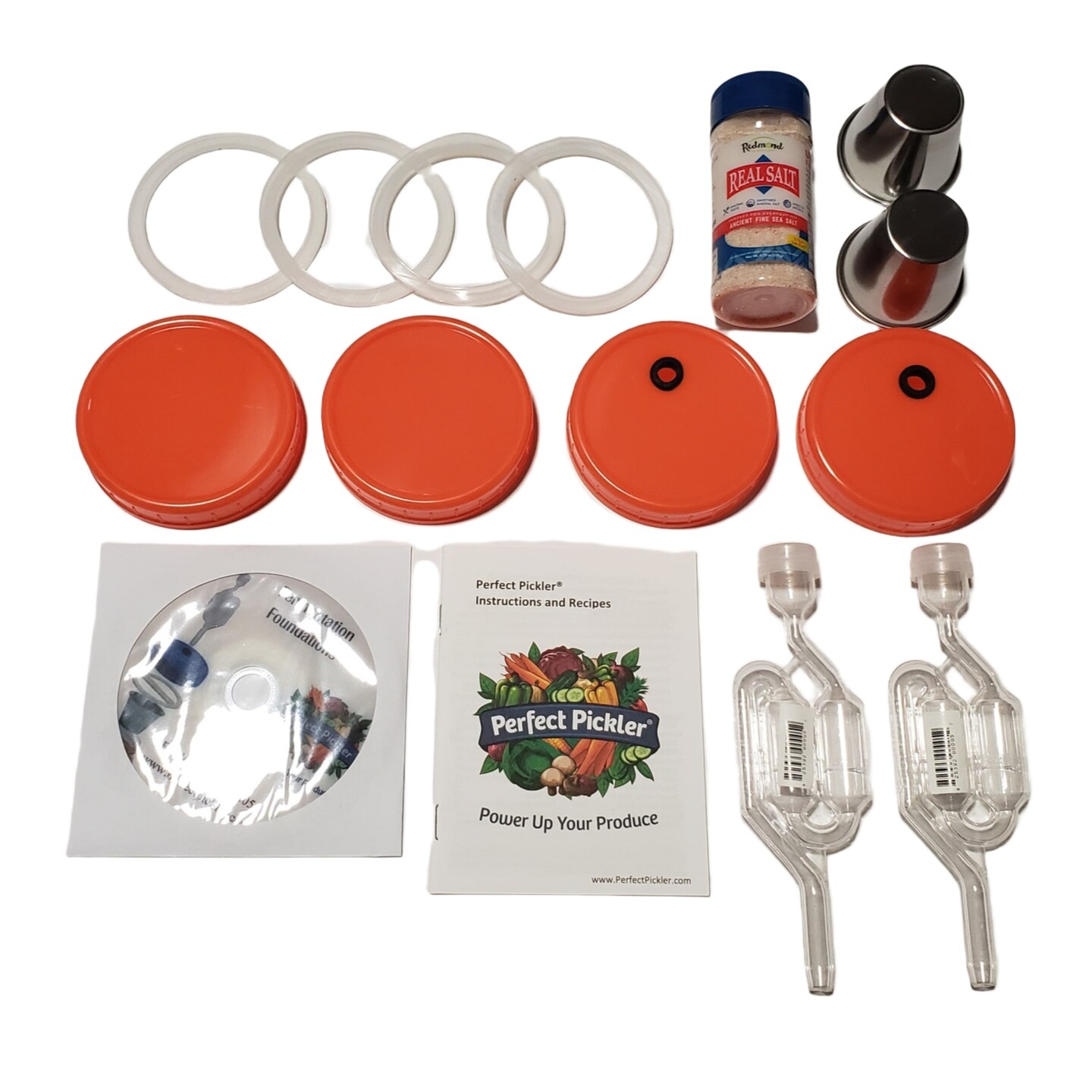 Perfect Pickler Fermentor Pack of 2 Airlocks Brine Cups Gaskets Lids Recipes