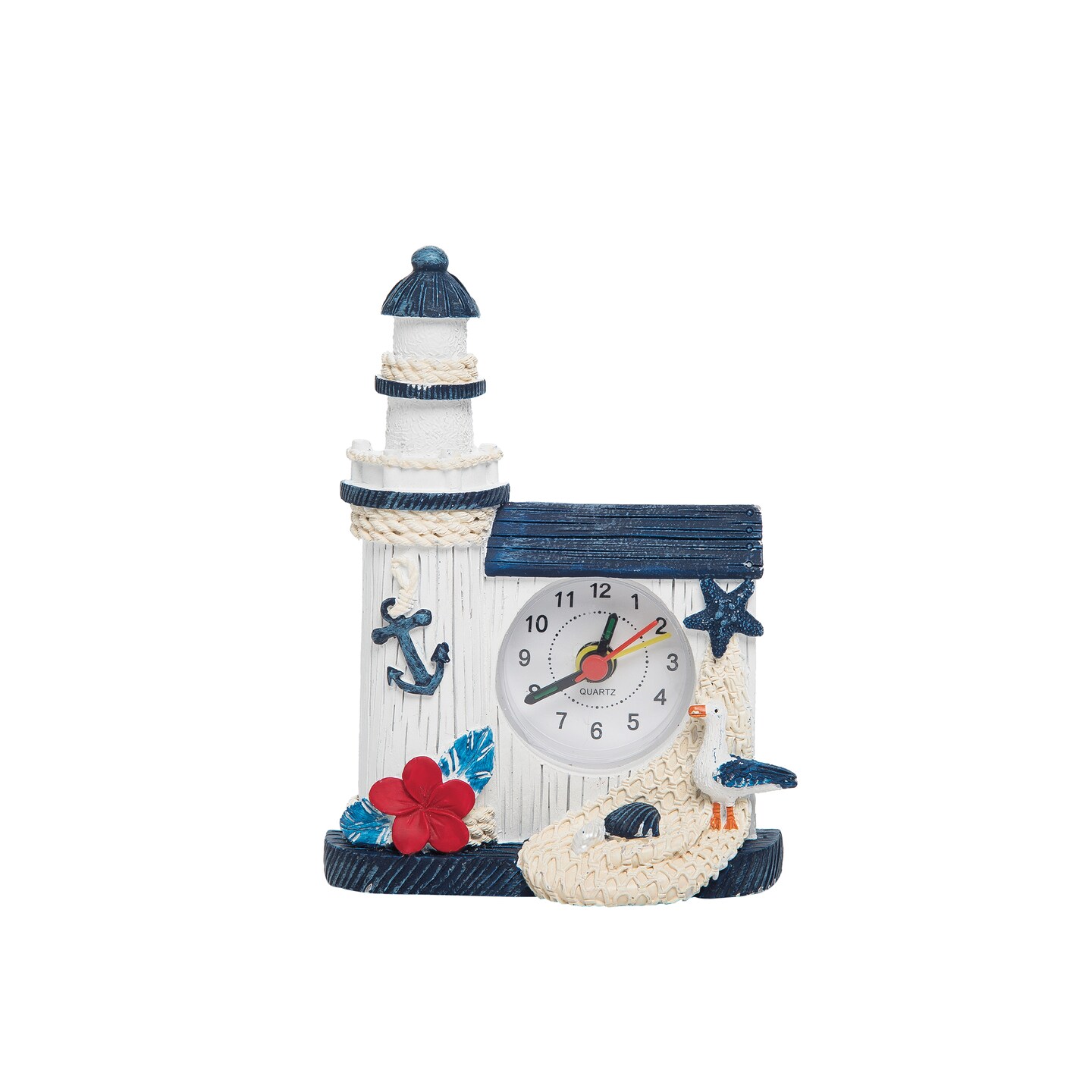 Blue &#x26; White Lighthouse Clock