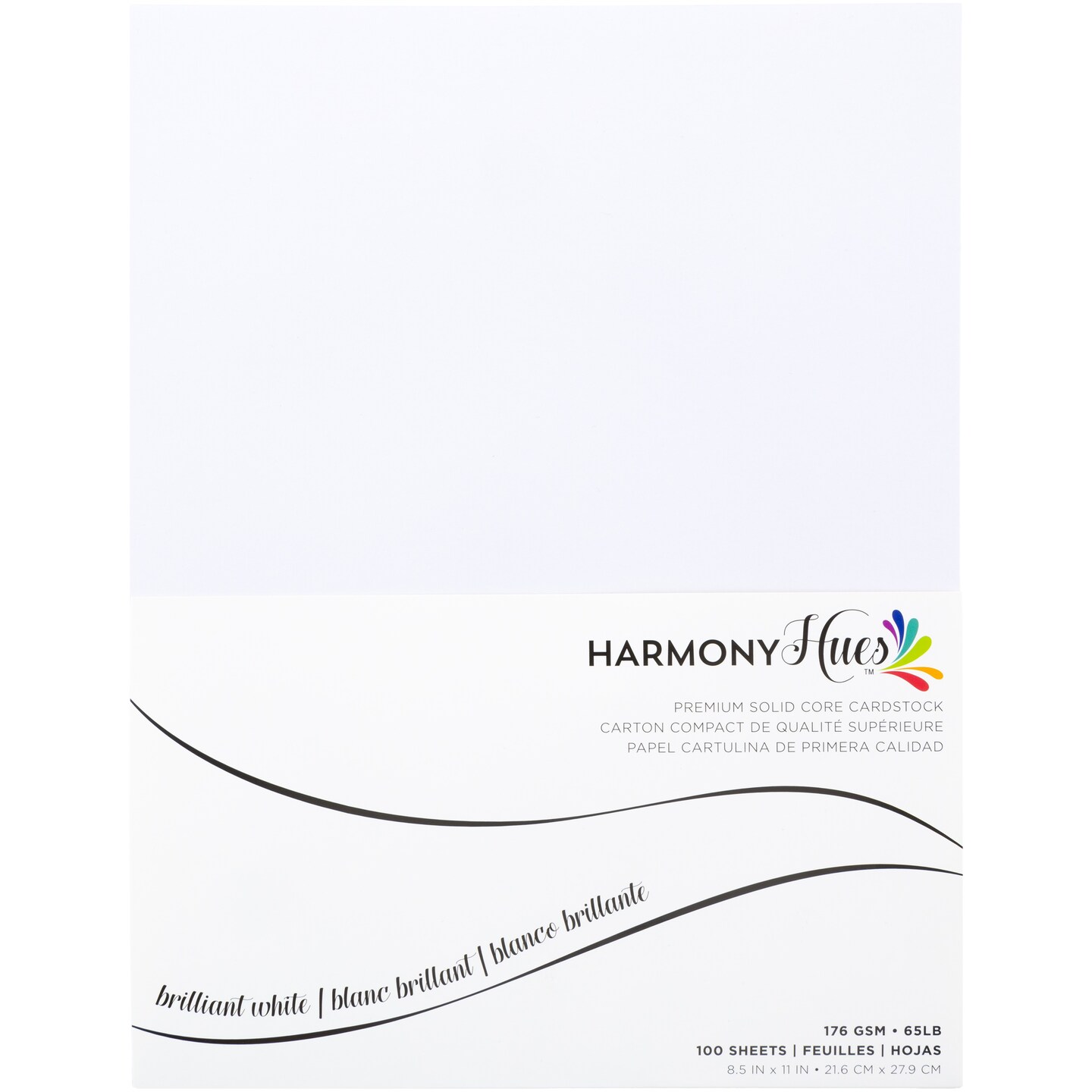 Harmony Hues 65# Cardstock 8.5&#x22;X11&#x22; 100/Pkg-Brilliant White