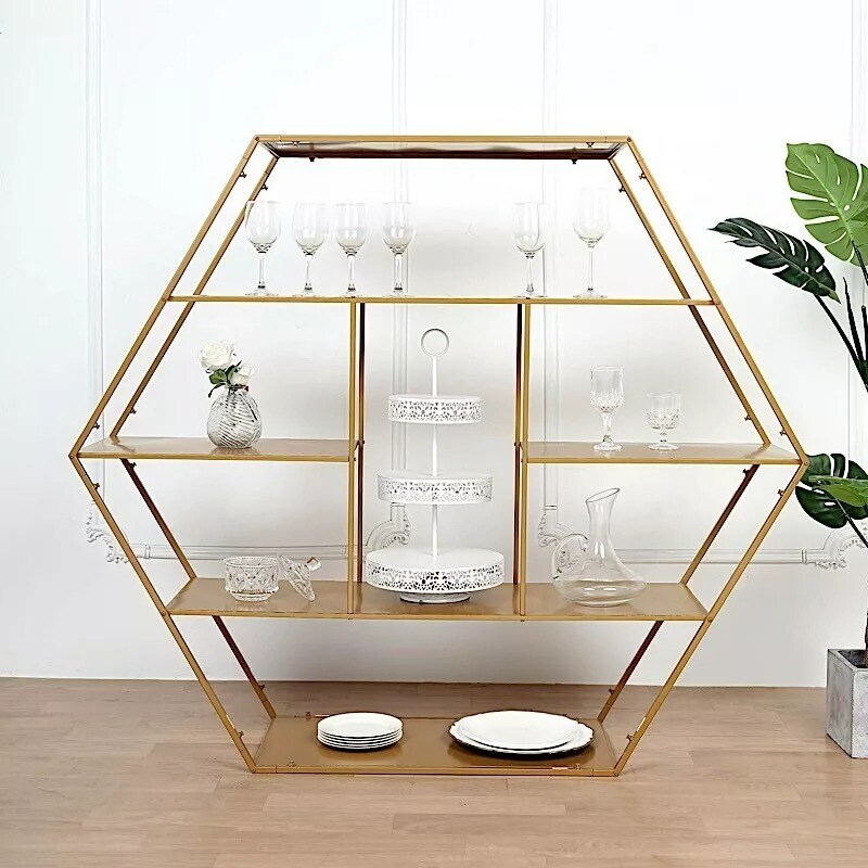 4 feet Gold Large Hexagon Metal Cake Dessert DISPLAY STAND Arch Backdrop Party