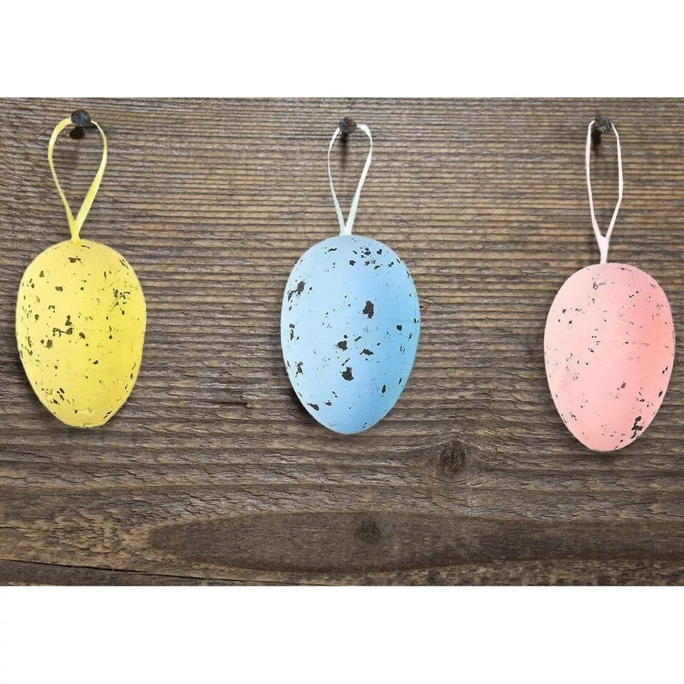 36x Easter Metallic Gold Foam Egg Ornaments for Holiday Decoration