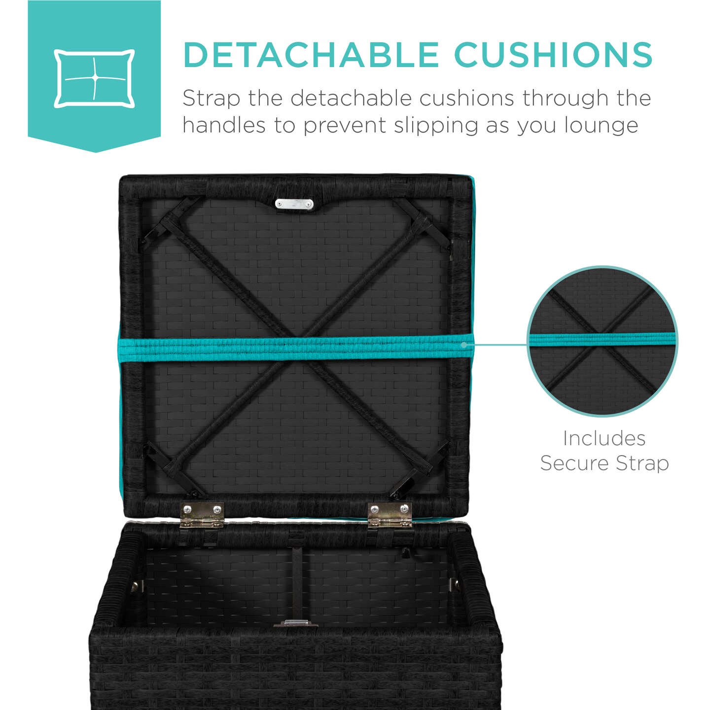 Best Choice Products Set of 2 Wicker Ottomans, Multipurpose Furniture w/ Removable Cushions, Steel Frame
