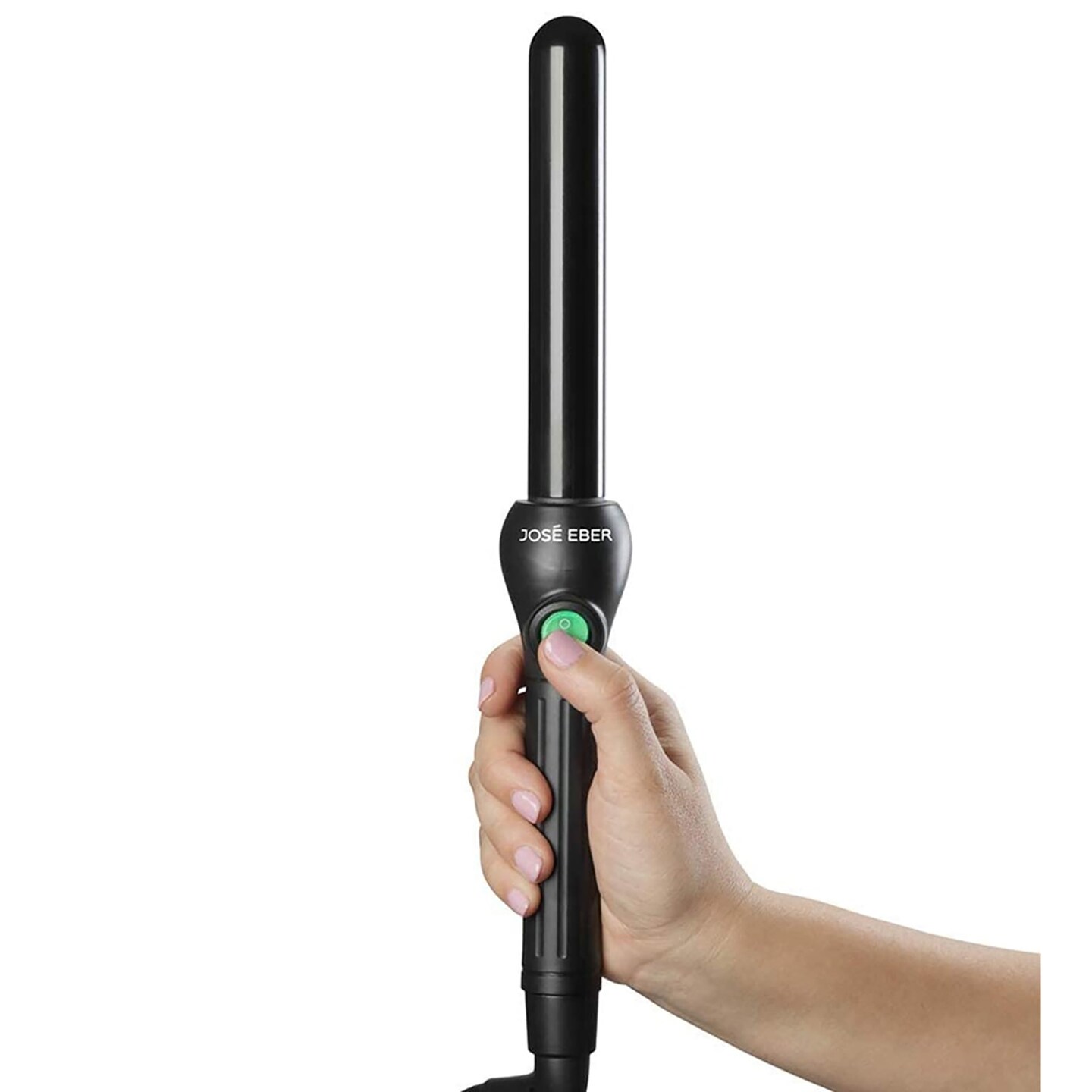 Jose Eber: Clipless Curling Iron 1&#x22; (25mm) - Black - Professional Tourmaline Ceramic Barrel, Wand Styling Tool, Ion Technology, Heat Resistant Glove