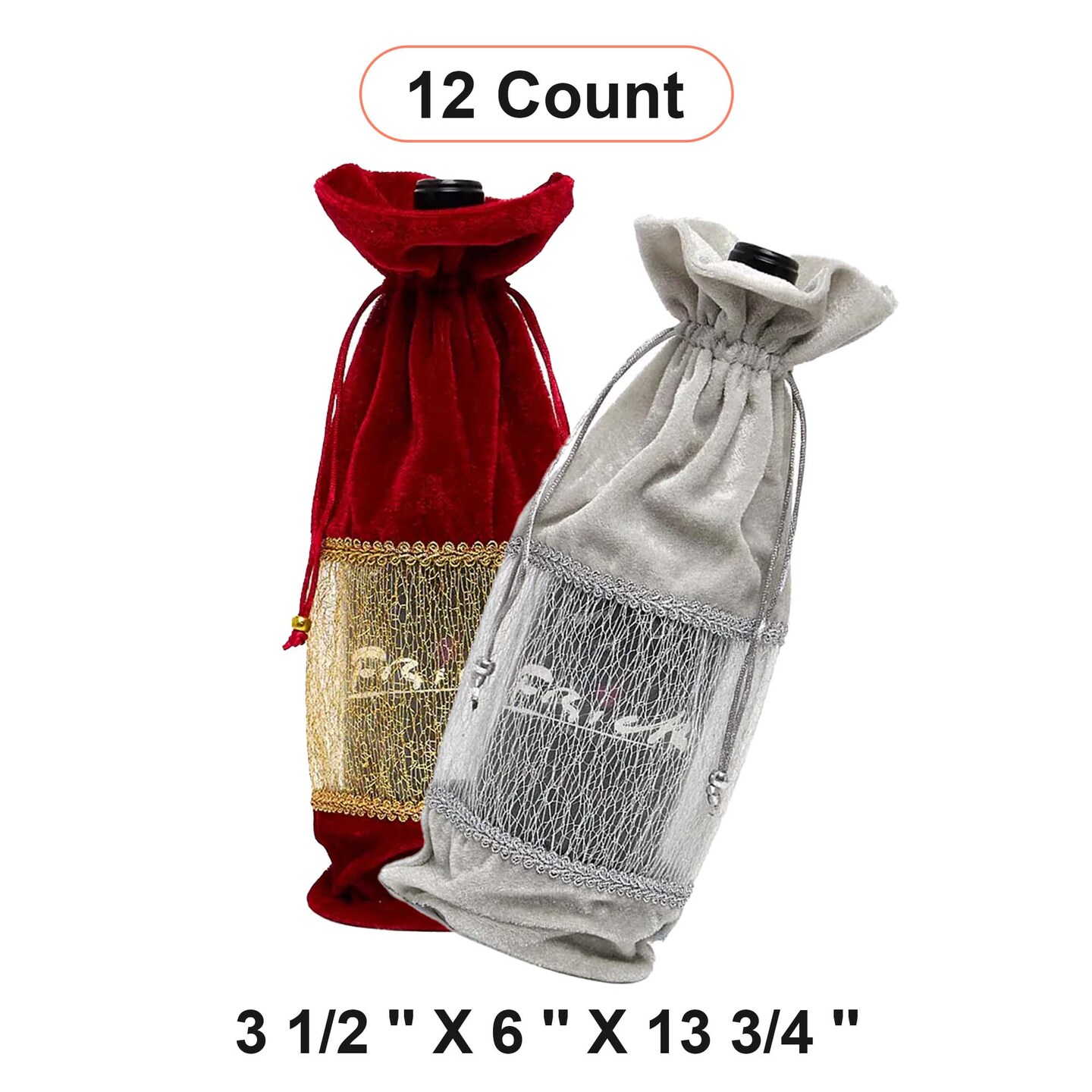 Velvet Wine Gift Bag 3 1/2&#x27;&#x27; x 6&#x27;&#x27; x 13 3/4&#x27;&#x27;