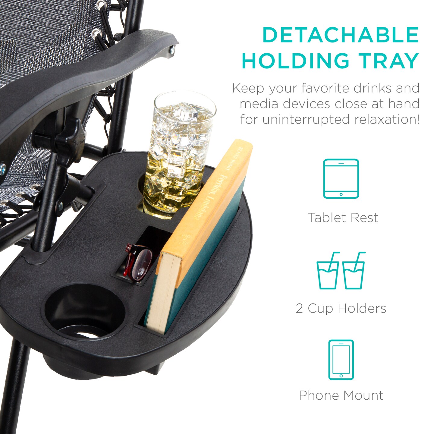 Best Choice Products Set of 2 Zero Gravity Lounge Chair Recliners for Patio, Pool w/ Cup Holder Tray