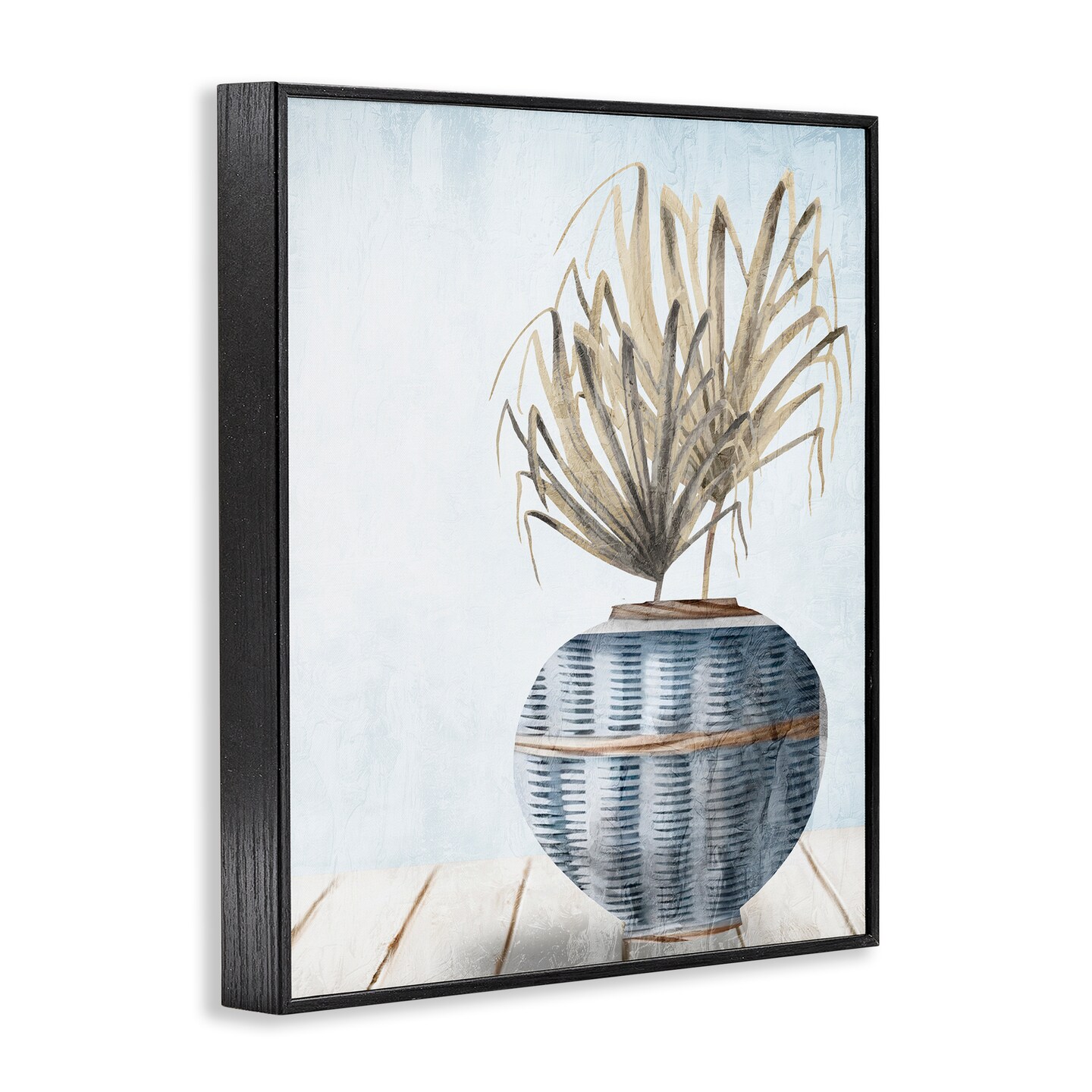 Stupell Industries Plant in Woven Vase Framed Giclee Wall Art Design by Kim Allen