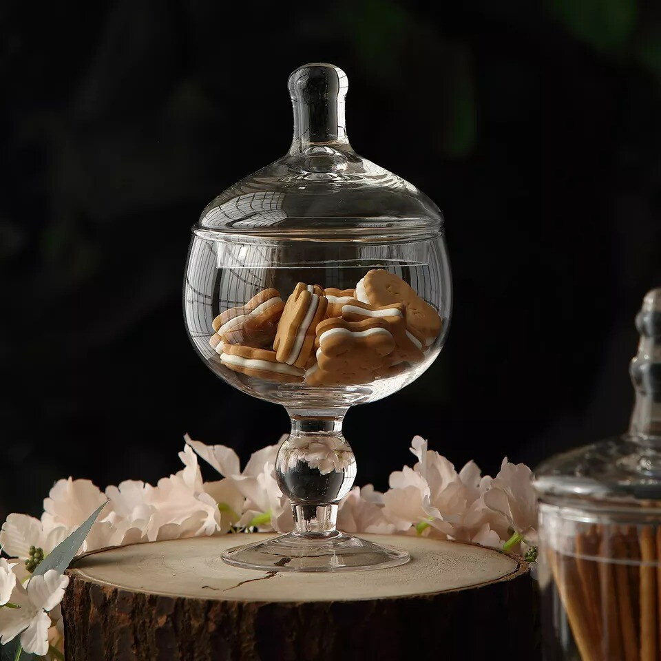 3 pcs 9&#x22; 10&#x22; 11&#x22; tall Clear Glass Apothecary Jars Lids Wedding Supplies