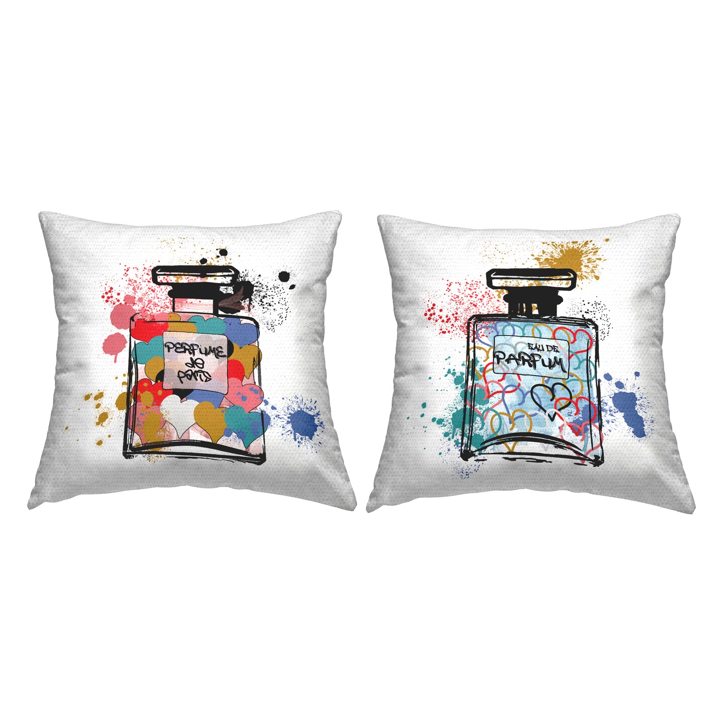 Urban Perfume Love 2 PC Outdoor Printed Pillow Set Design by Carol Robinson, 18 x 7 x 18