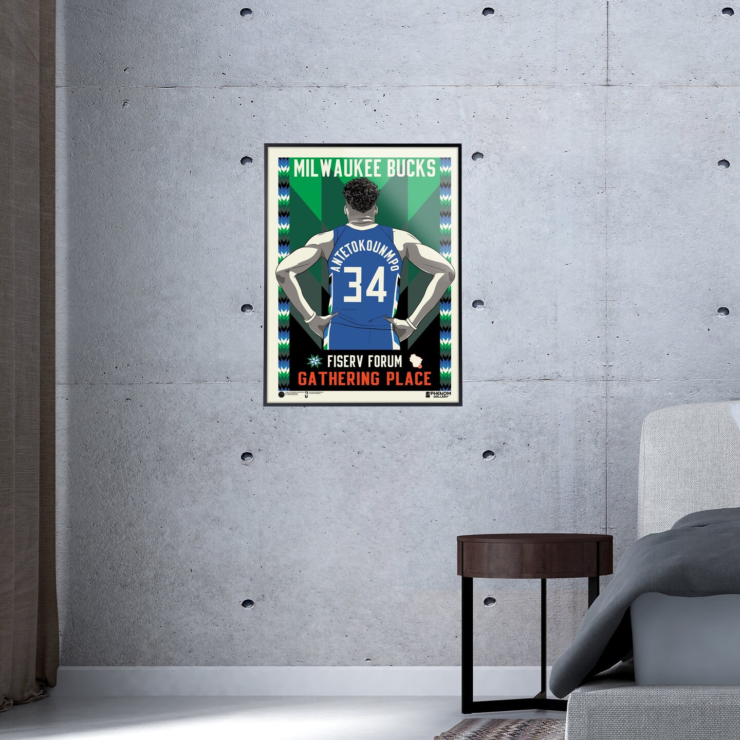 Phenom Gallery Milwaukee Bucks City Edition 18&#x22; x 24&#x22; Deluxe Framed Serigraph