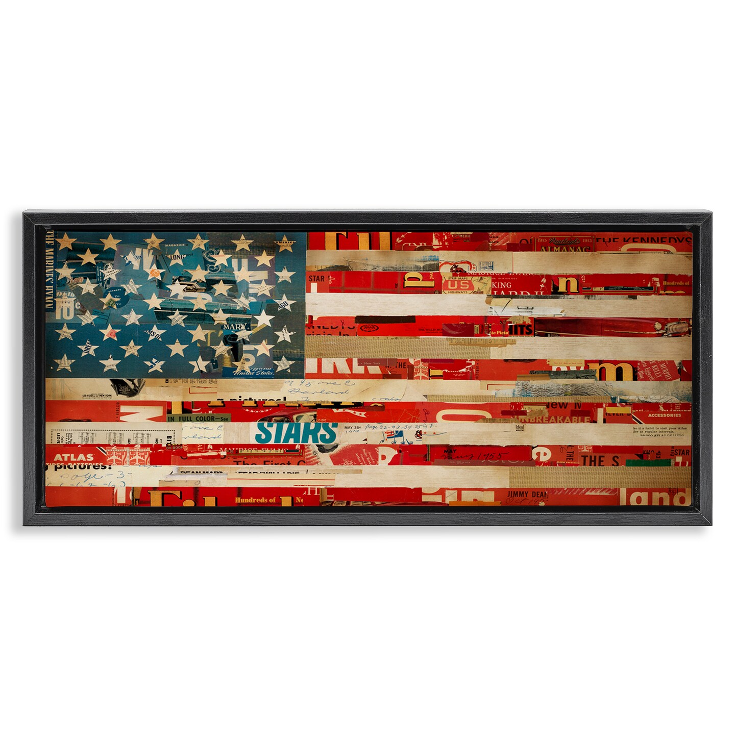 Stupell Industries Patriotic Collaged Flag Framed Floater Canvas Wall Art Design by Kelsey Hochstatter