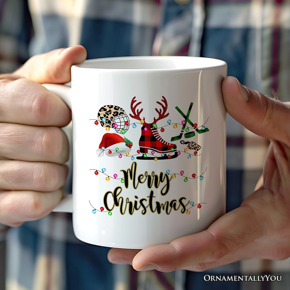 Hockey Buffalo Plaid Christmas Mug, Team and Coaches Gift