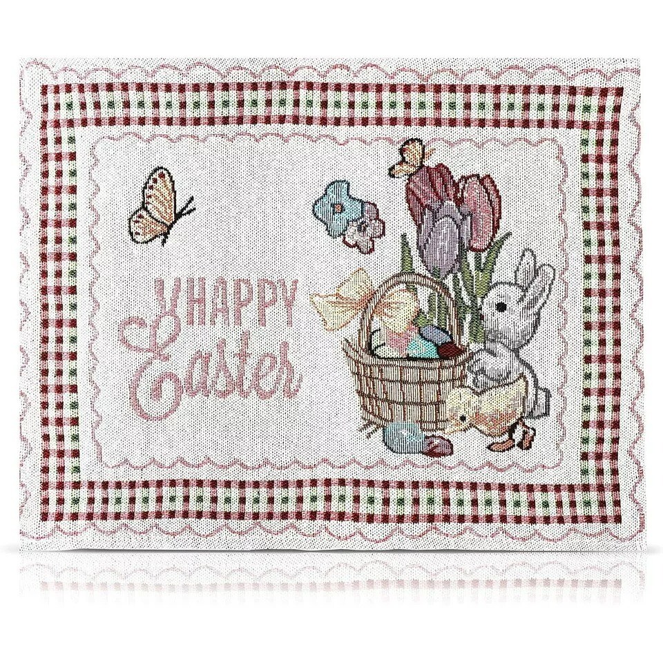 4x Easter Woven Placemats Set for Dining Table, Spring Party Favor Decoration
