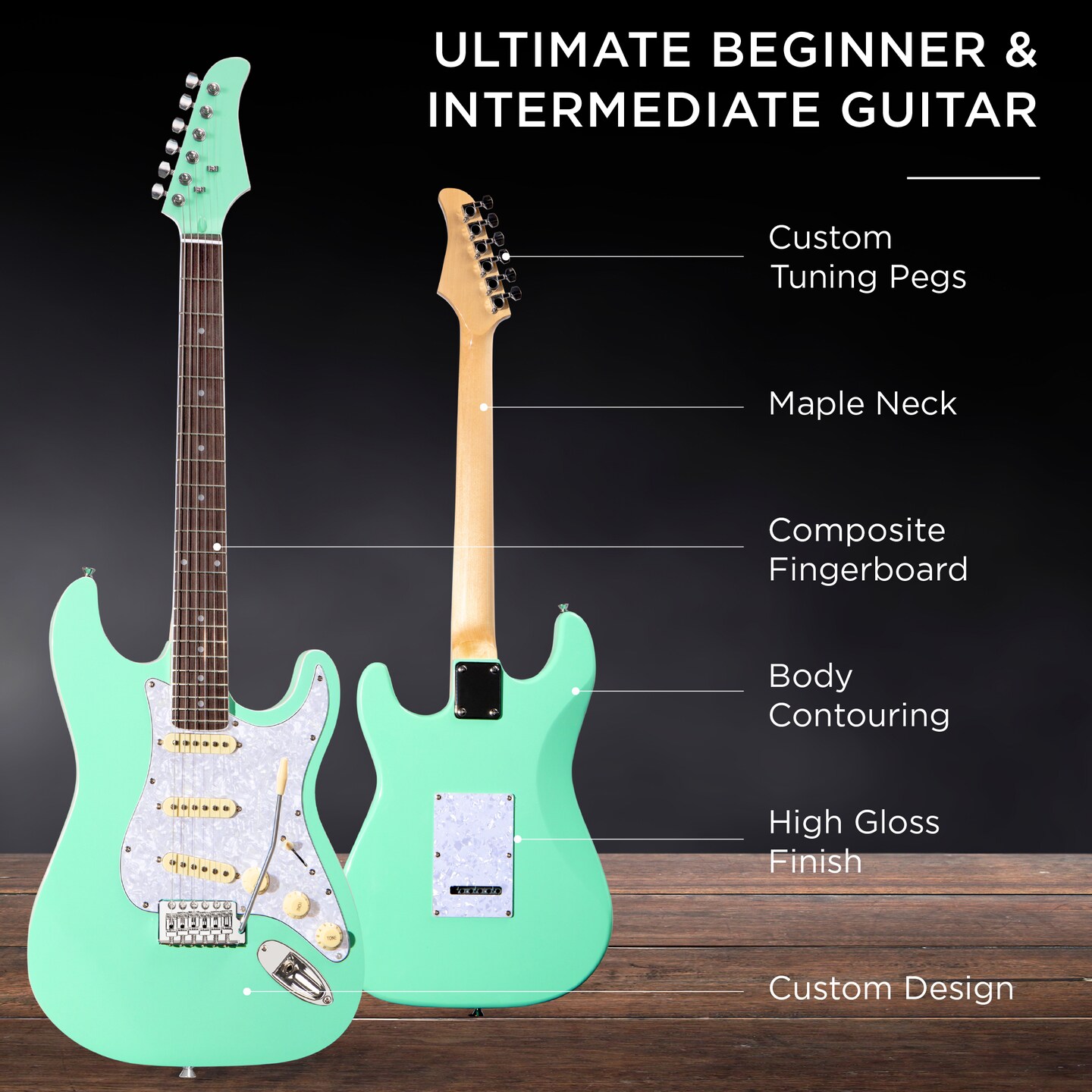 Best Choice Products 39in Full Size Beginner Electric Guitar Kit with Case, Strap, Amp, Whammy Bar