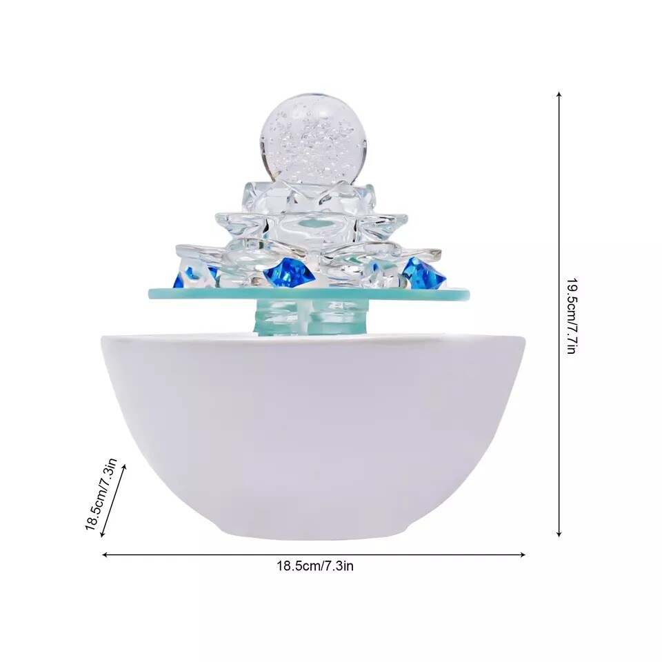 Desktop Water Fountain Waterfall Ornament w/ Water Pump Office Home Indoor Decor