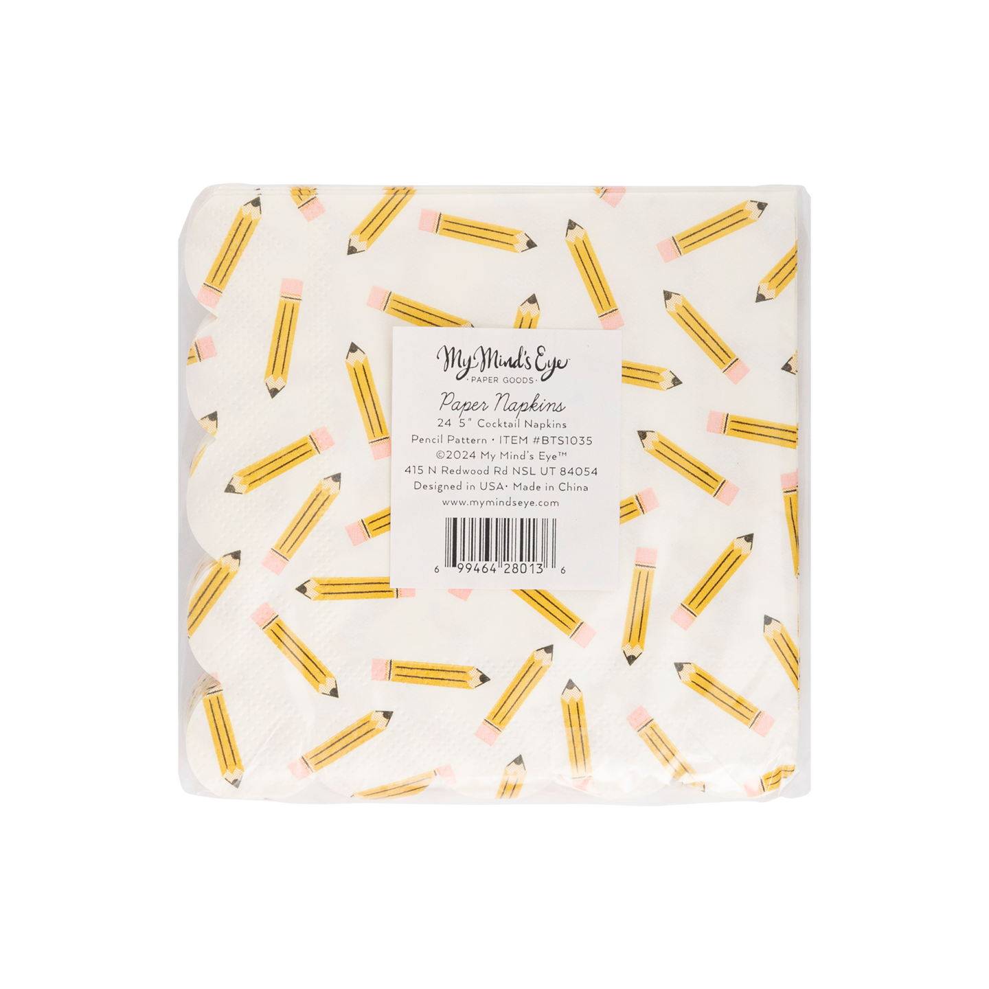 PENCIL PATTERN SCALLOP COCKTAIL NAPKINS