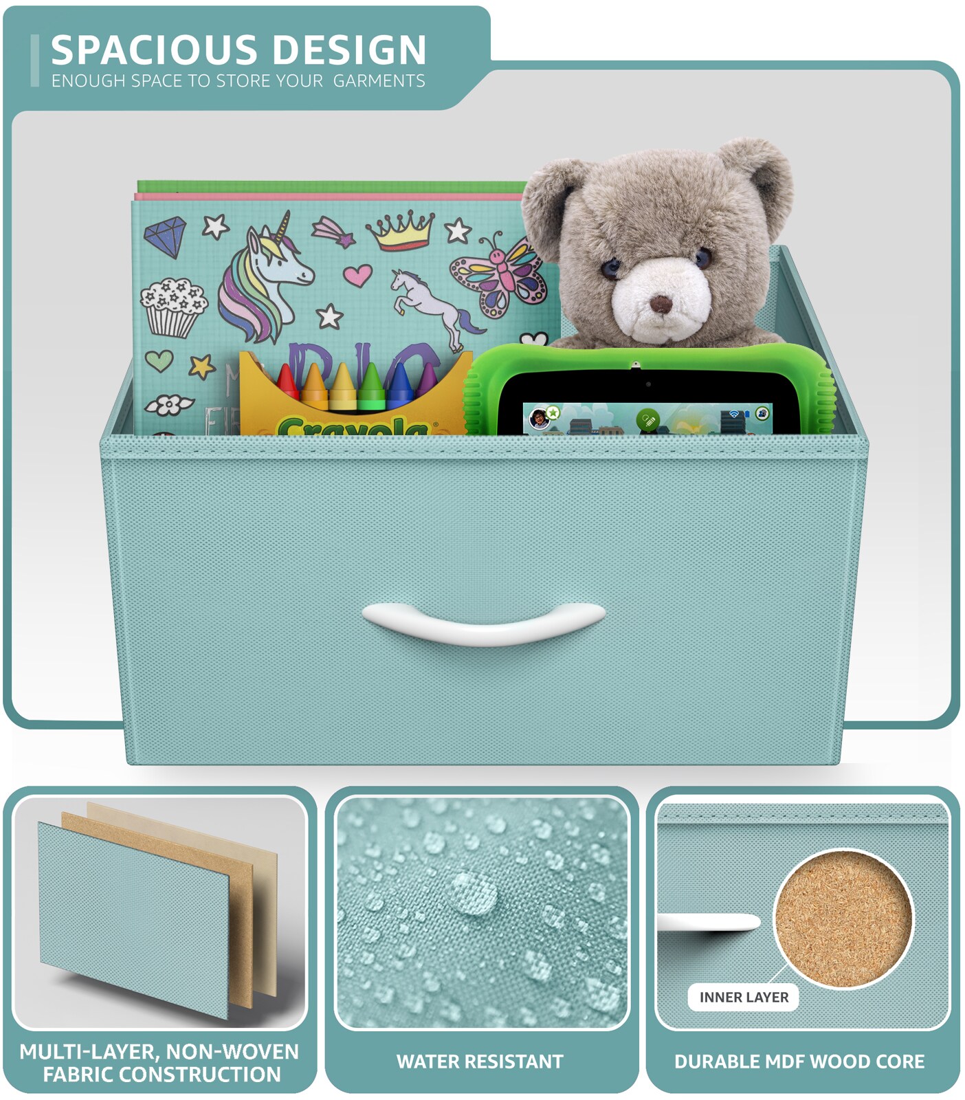 Sorbus Nightstand with 2 Drawers - Steel Frame, Wood Top & Easy Pull Fabric Bins - Great for Home, Bedroom, Office & College Dorm (2 Pack)