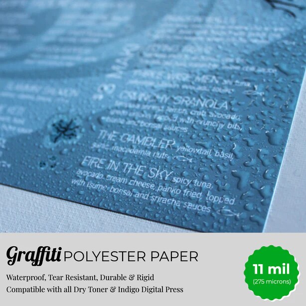 Graffiti Waterproof Papers (Scuff Free) - 11 mil Rigid Polyester (White) 50 Sheets