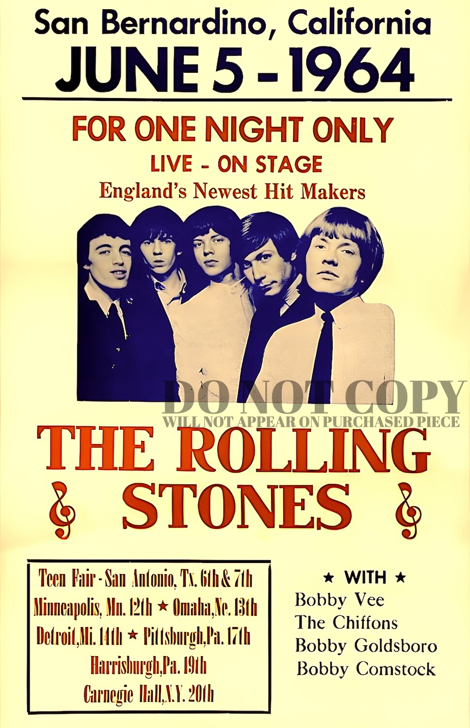 The Rolling Stones Poster 11 X 17 | Rare 1964 Live San Bernardino